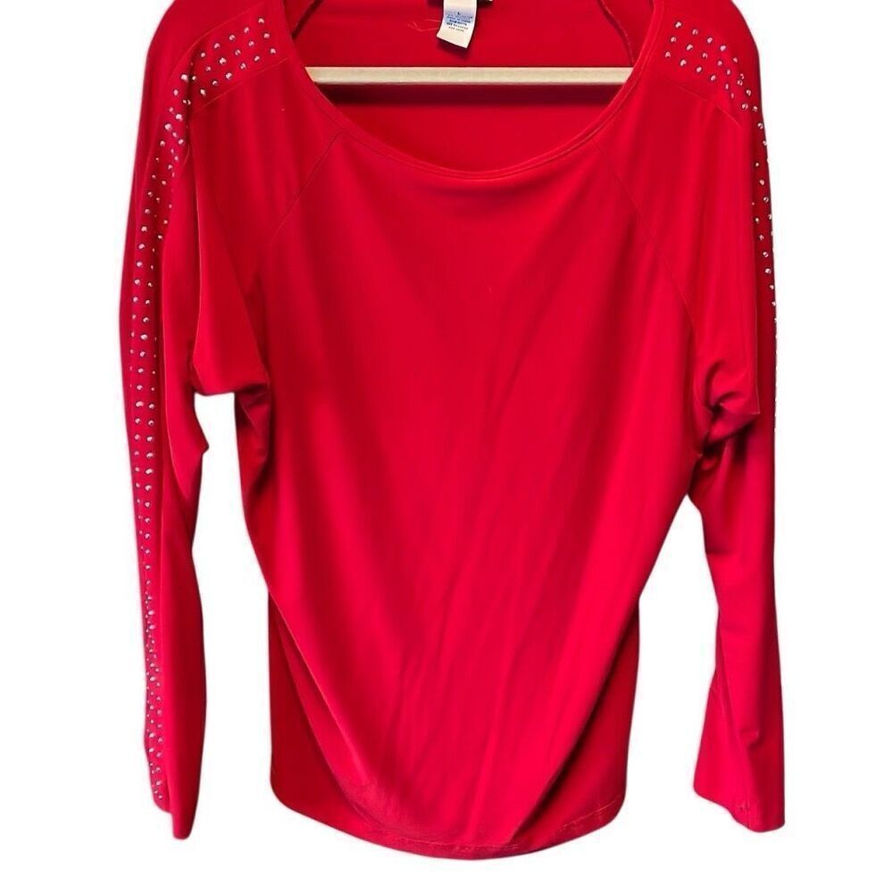 Carmen Marc Volvo red stretch studded top l